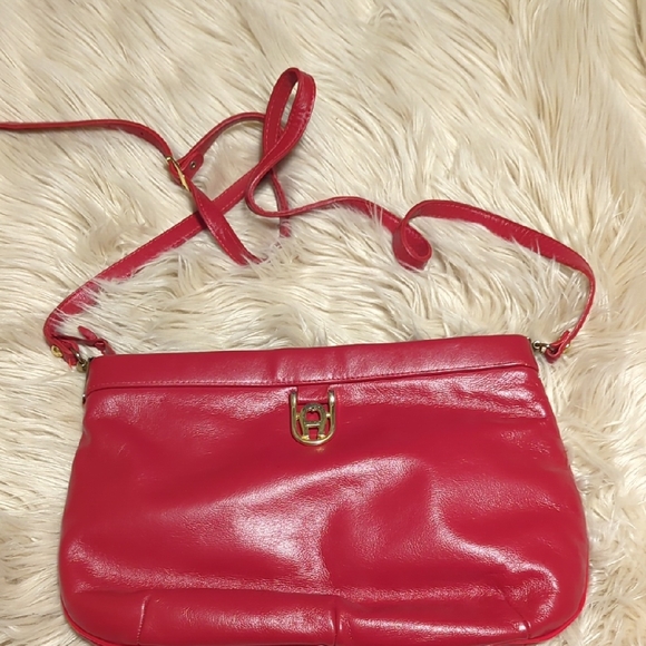 Handbags - Vintage Red Aigner Shoulder Bag Purse